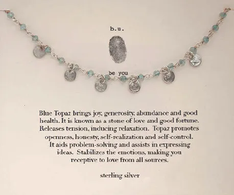 Sterling Silver Semi-Precious Stones Chain Necklace - Blue Topaz