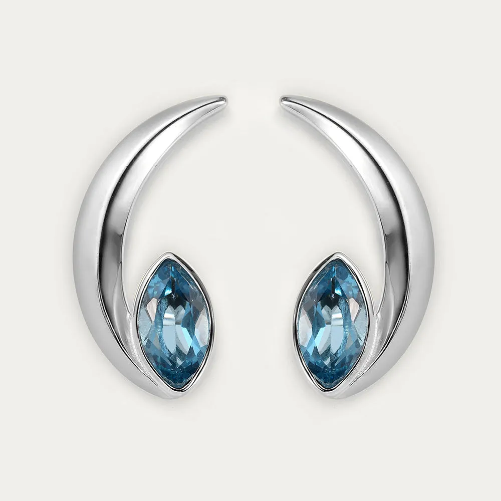 Surf Moon Ring   Surf Moon Earrings   Surf Moon Pendant with Swiss Blue Topaz