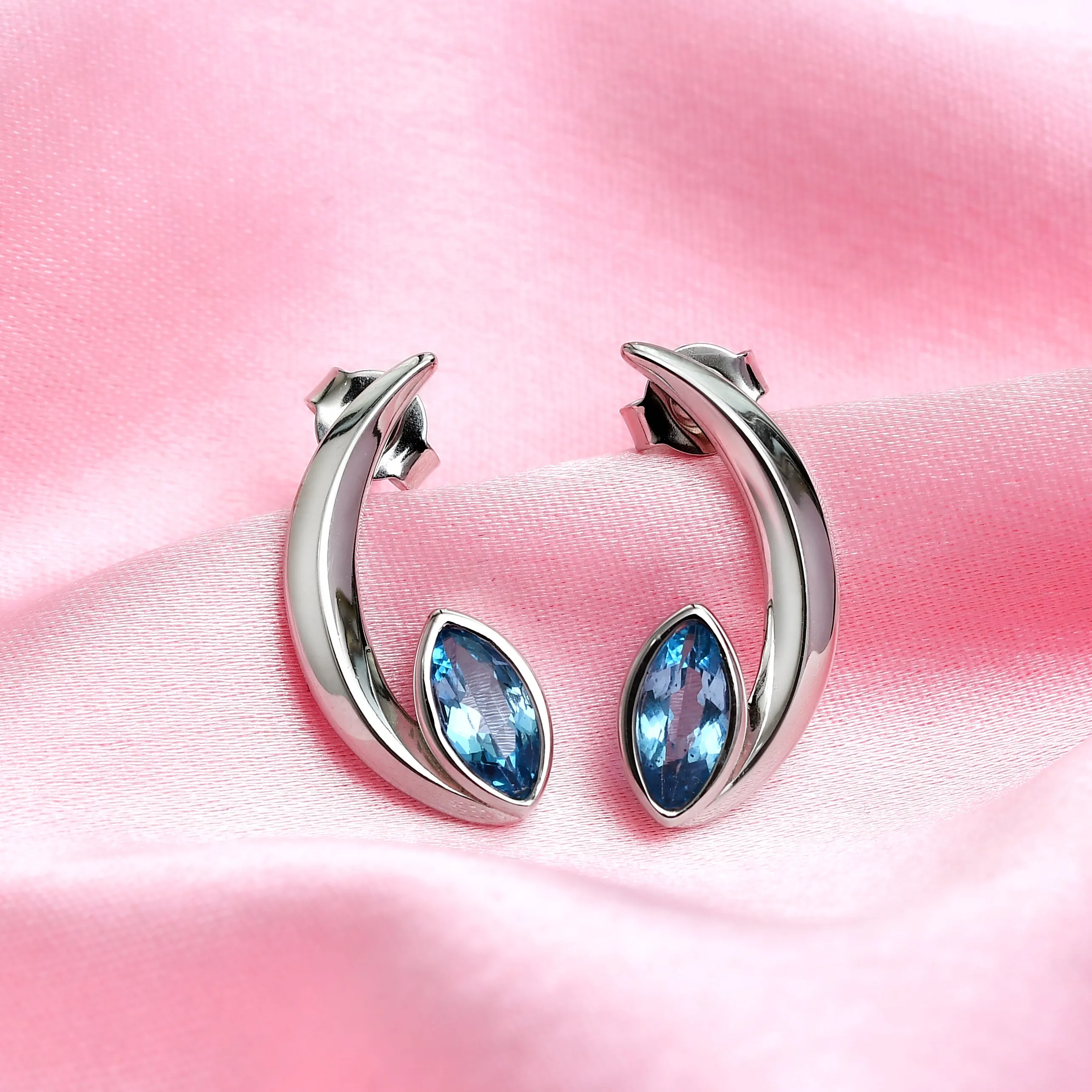 Surf Moon Ring   Surf Moon Earrings   Surf Moon Pendant with Swiss Blue Topaz