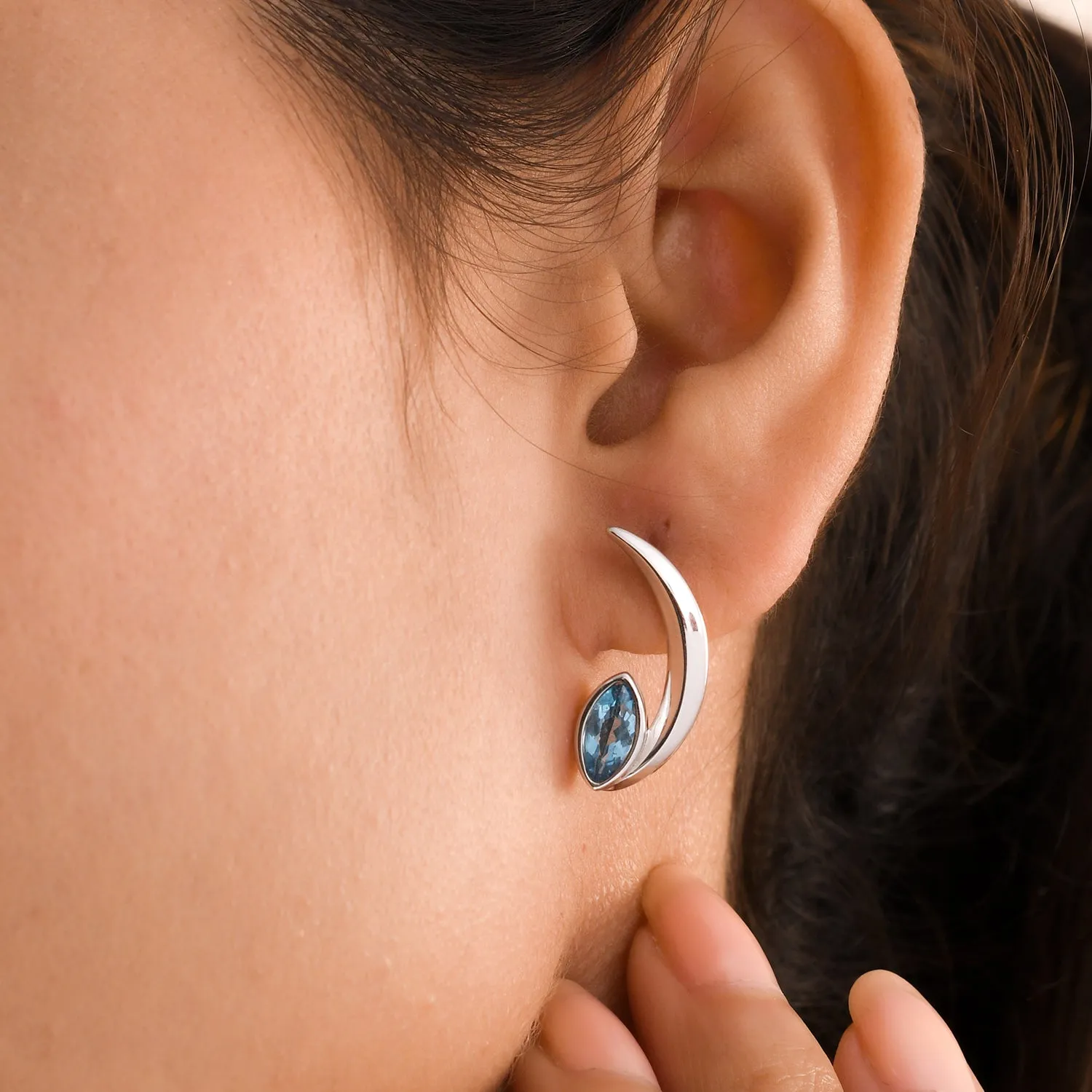 Surf Moon Ring   Surf Moon Earrings   Surf Moon Pendant with Swiss Blue Topaz