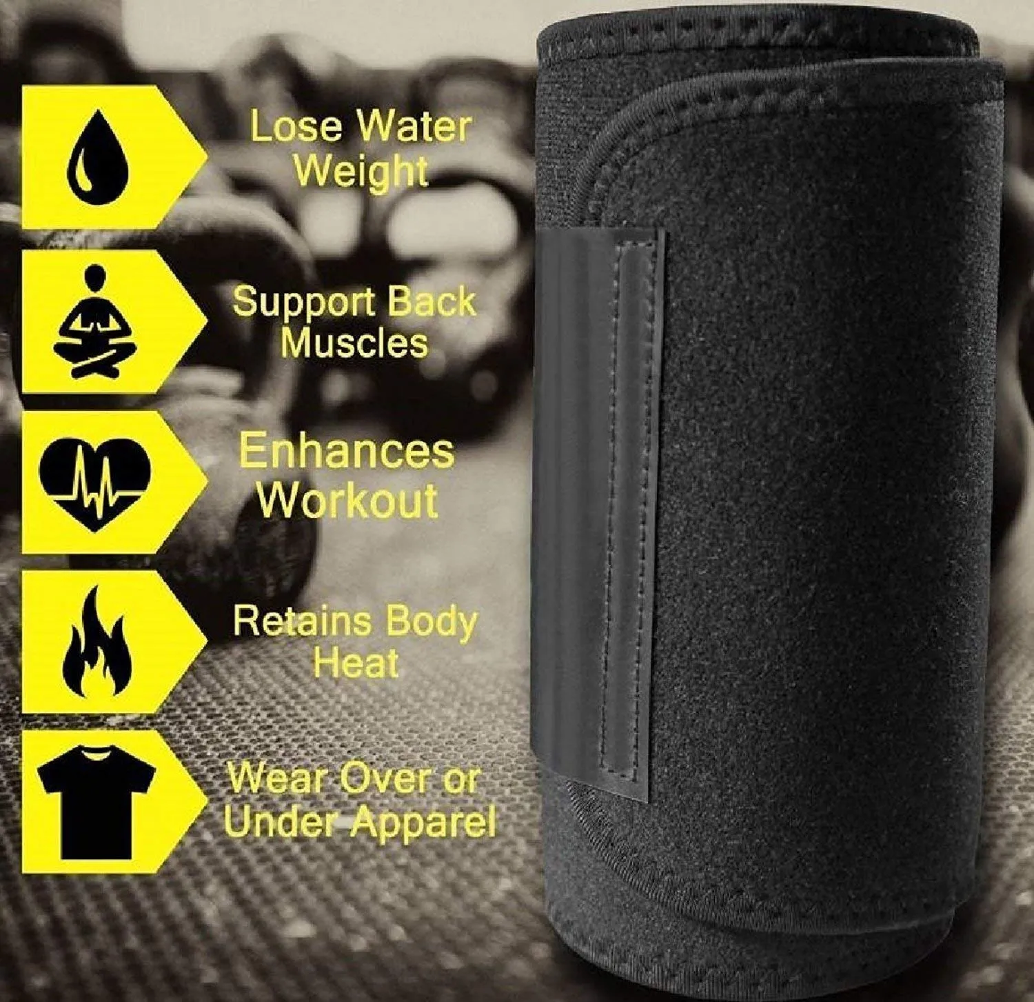 Sweat Belt Waist Trimmer Slimming Belt (Black) Free Size