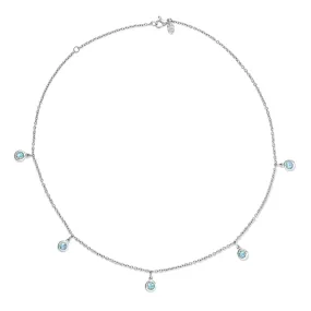 Talya Five Stone Necklace White Gold - Blue Topaz