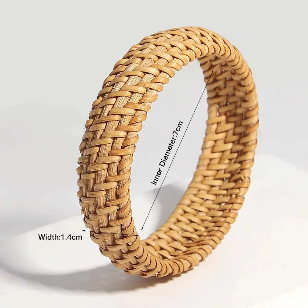 TEEK - Boho Wood Bamboo Rattan Weave Bracelet