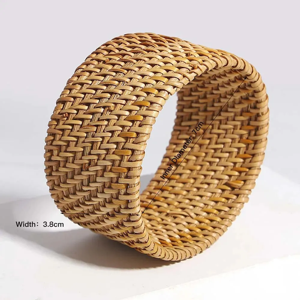 TEEK - Boho Wood Bamboo Rattan Weave Bracelet