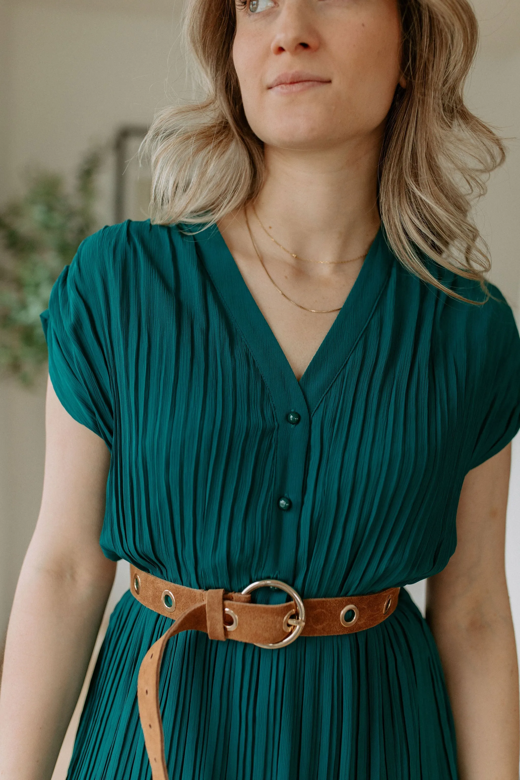 The Lina Suede Grommet Belt by FRNCH - Camel