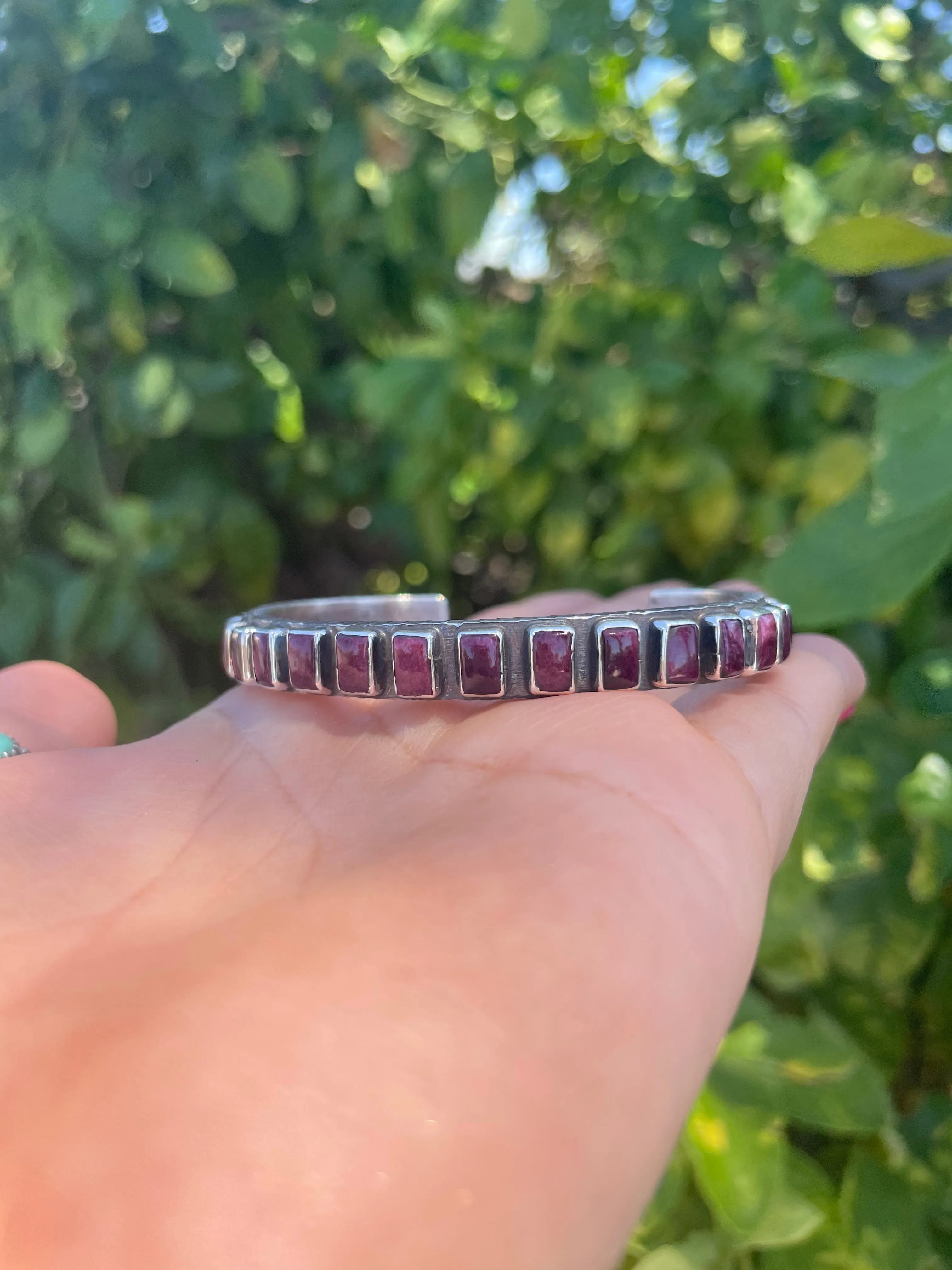 “The Must Have” Navajo Purple Spiny & Sterling Silver Cuff Bracelet Signed