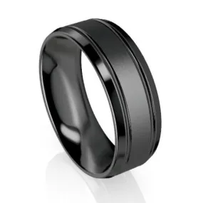 The Preston Black Zirconium Wedding Ring