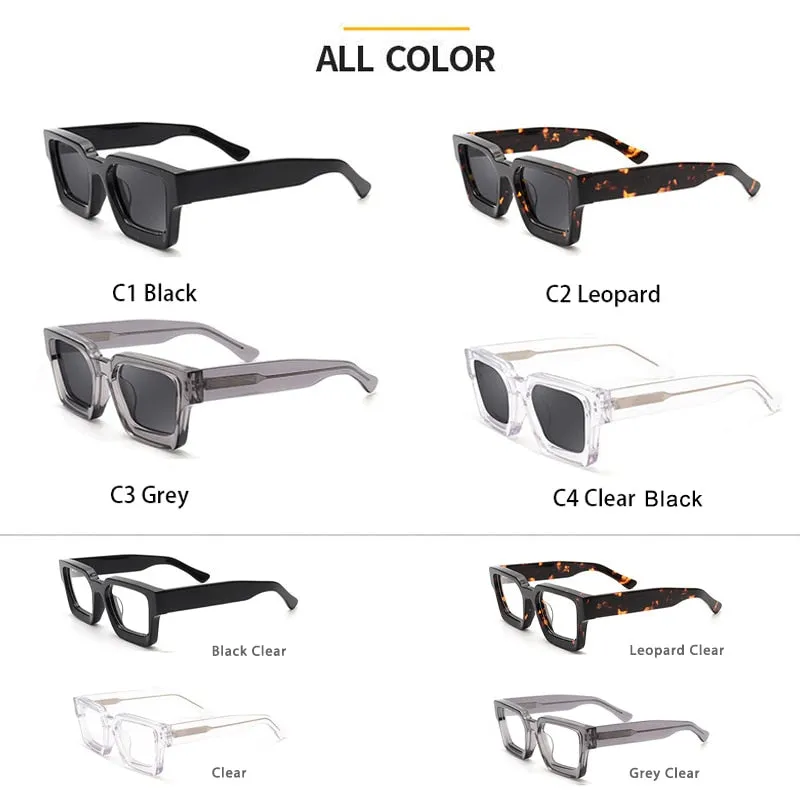 Thick Crystal Acetate Square Sunglasses Men High Quality Polarized Driving Sun Glasses Women Designer Oculos UV400 Case