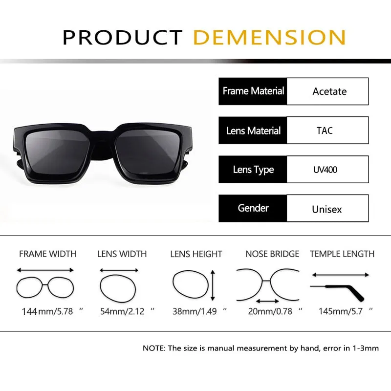 Thick Crystal Acetate Square Sunglasses Men High Quality Polarized Driving Sun Glasses Women Designer Oculos UV400 Case