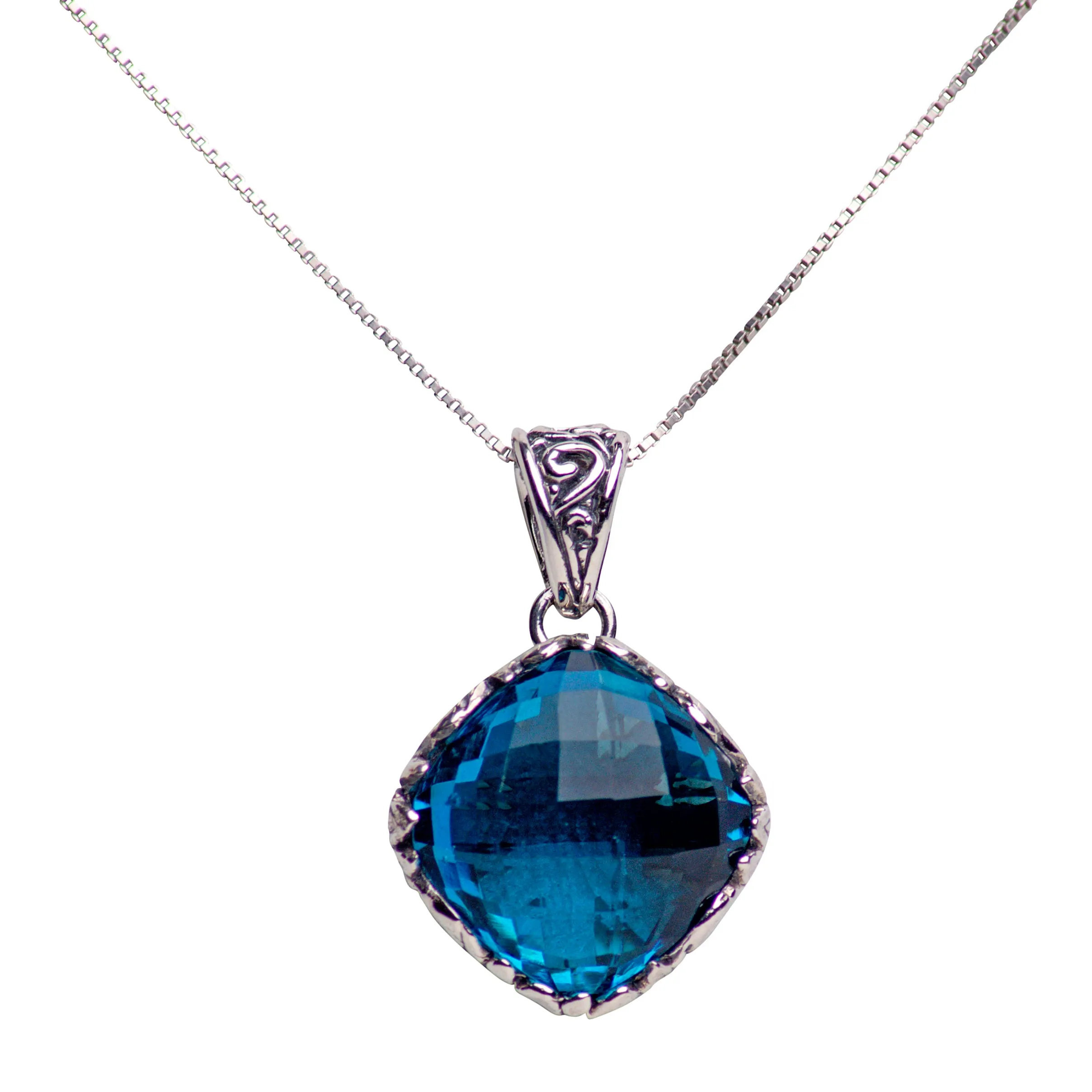 Topaz Quartz Silver Pendant Necklace