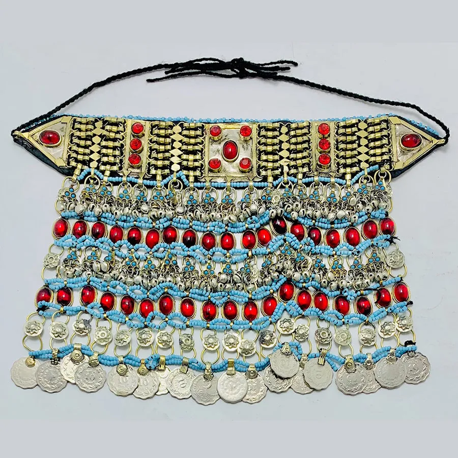 Tribal Layered Necklace With Red Glass Stones