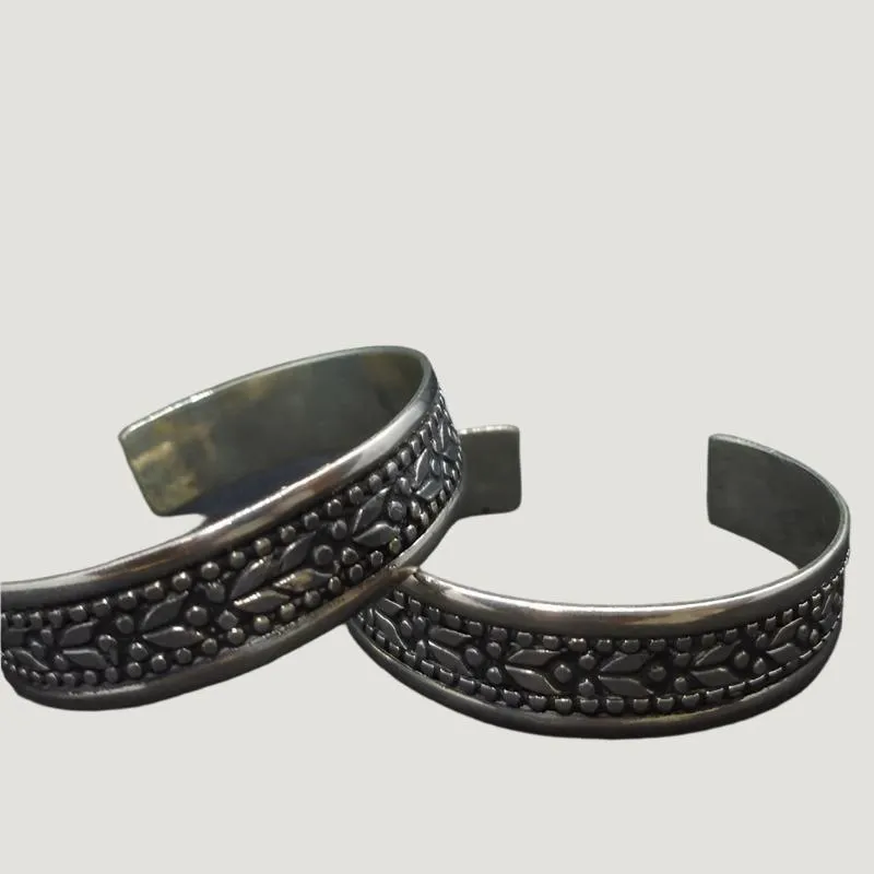 Tribal Silver Kuchi Slim Cuff Bracelet