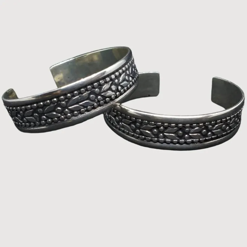 Tribal Silver Kuchi Slim Cuff Bracelet