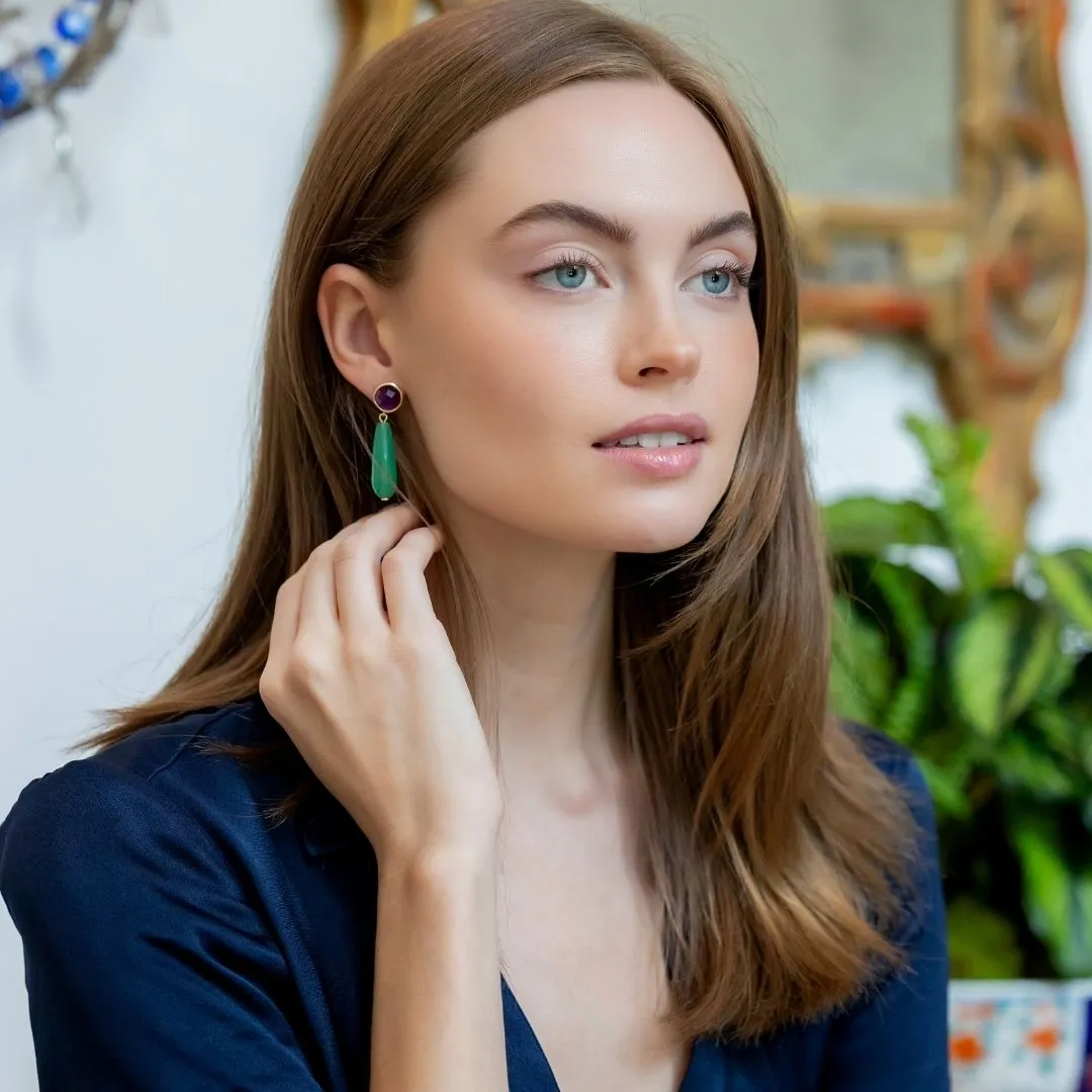 Triomphe Amethyst & Aventurine Earrings