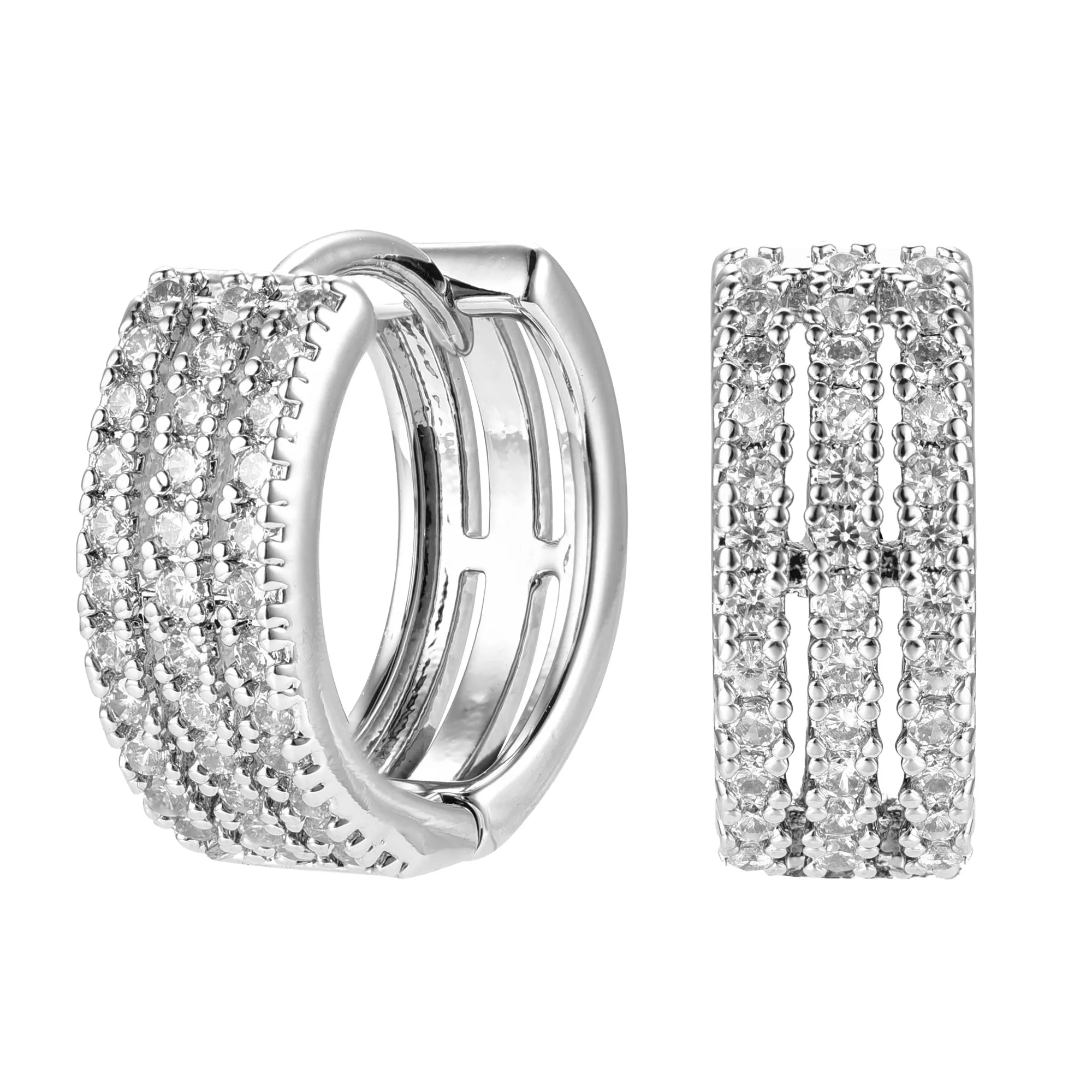 Trisha CZ Silver Huggie Hoop Earrings