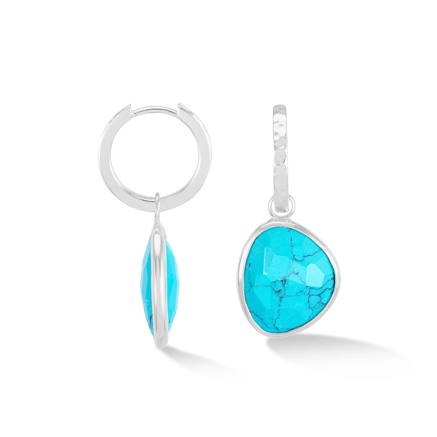 Turquoise Pebble Huggie Hoops