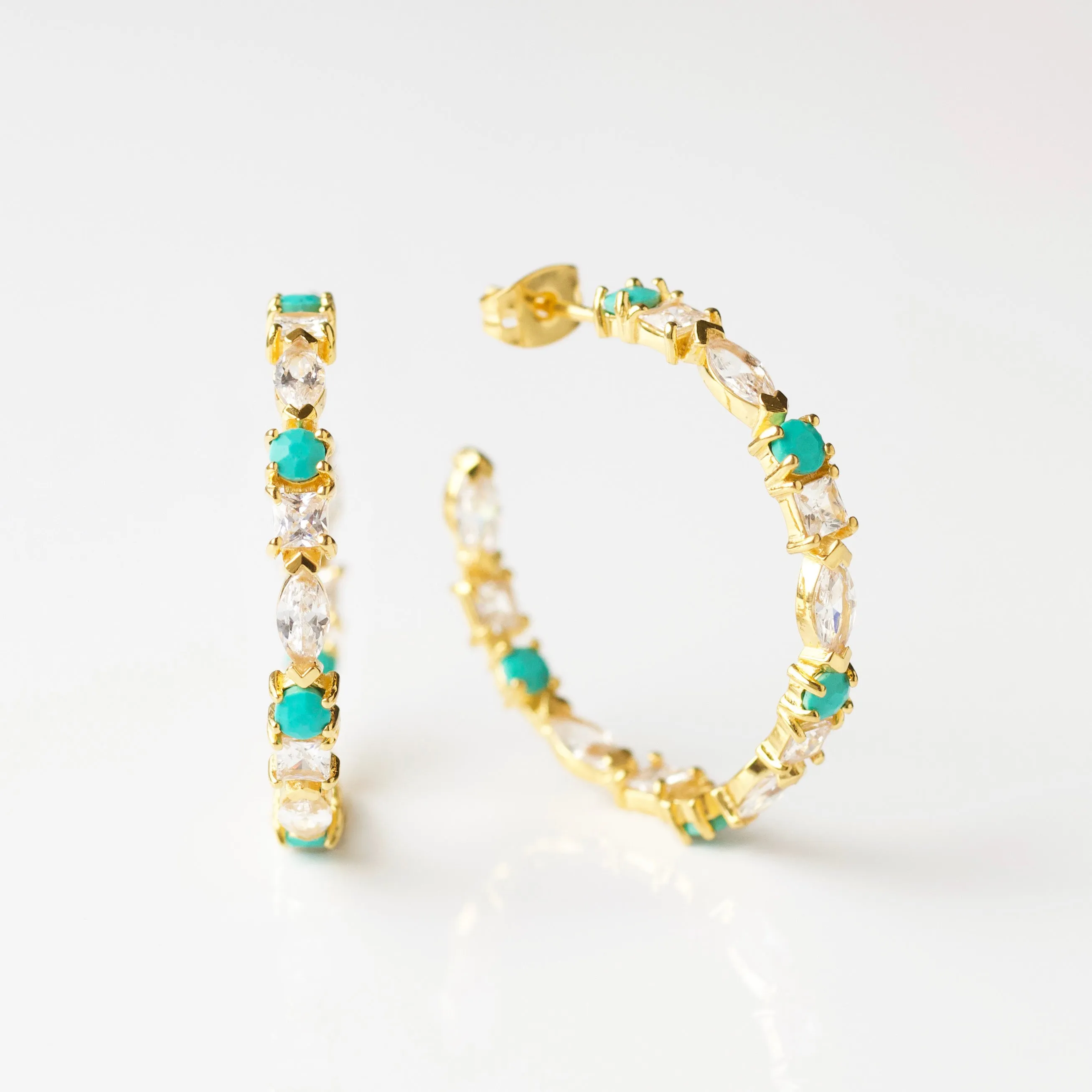 Turquoise Sparkle Hoop Earrings