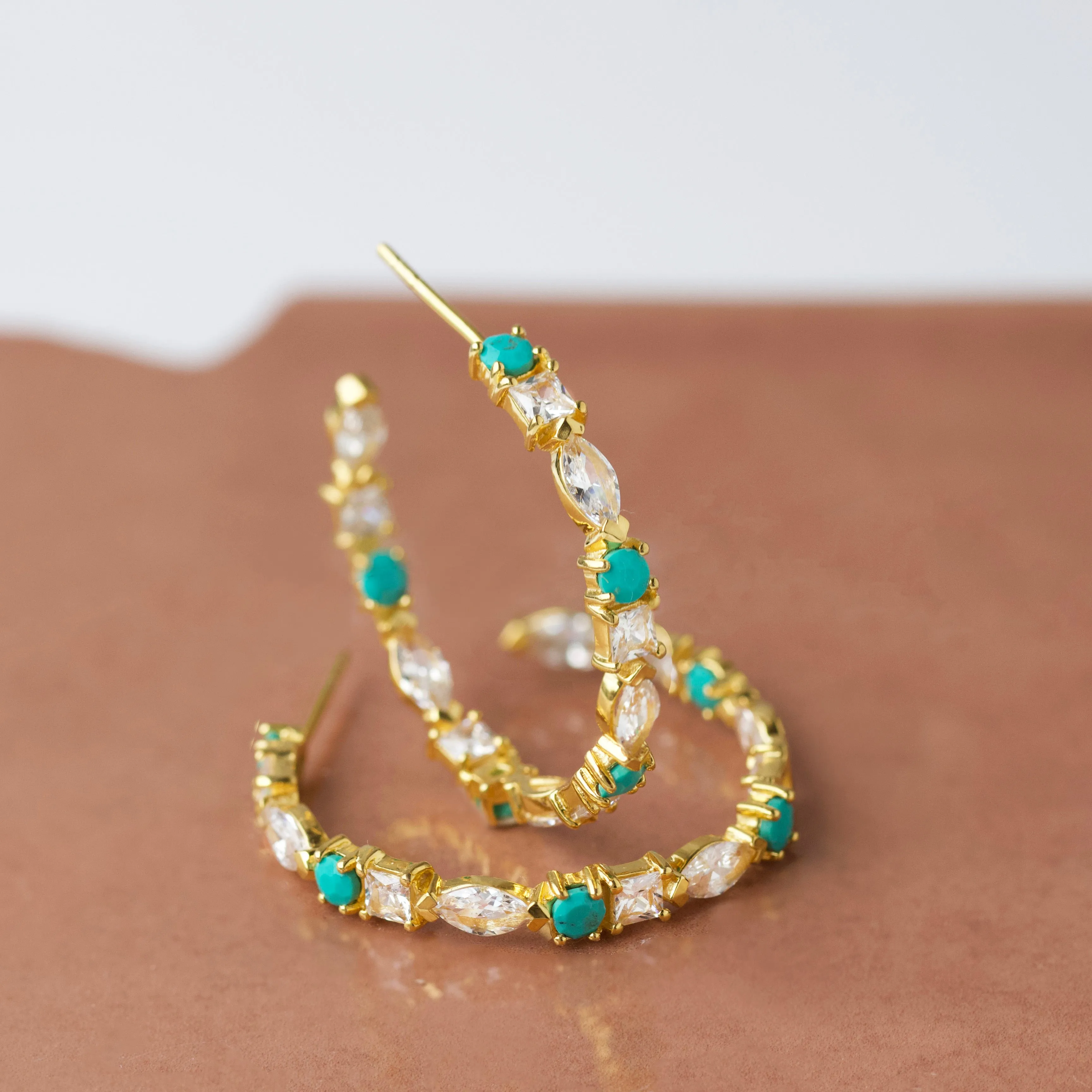 Turquoise Sparkle Hoop Earrings