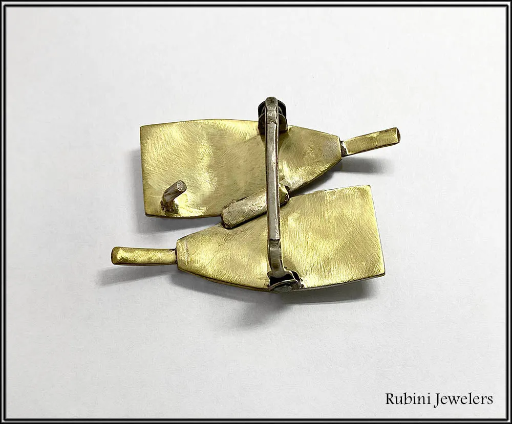 Two Overlapping Brass Rowing Blades Belt Buckle