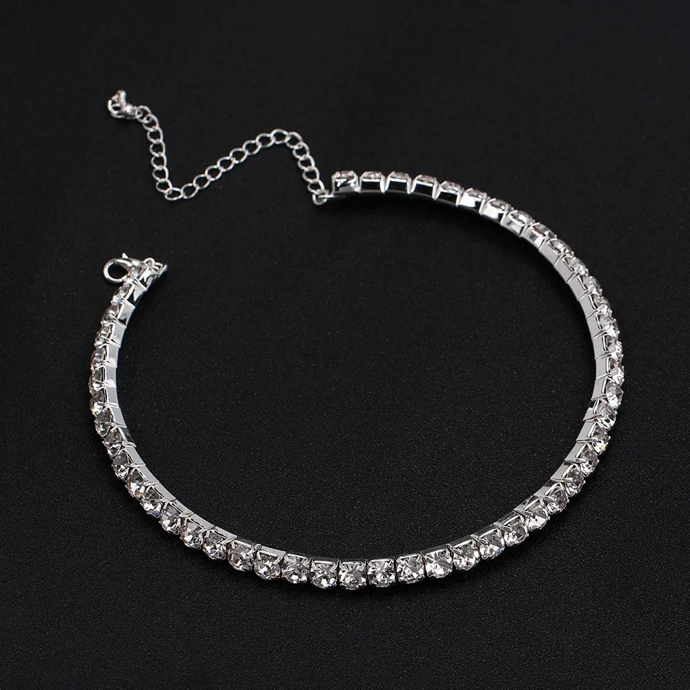 VenusFox Bridal Fashion Crystal Rhinestone Choker Necklace Women Wedding Accessories Tennis Chain Chokers Jewelry Collier Femme