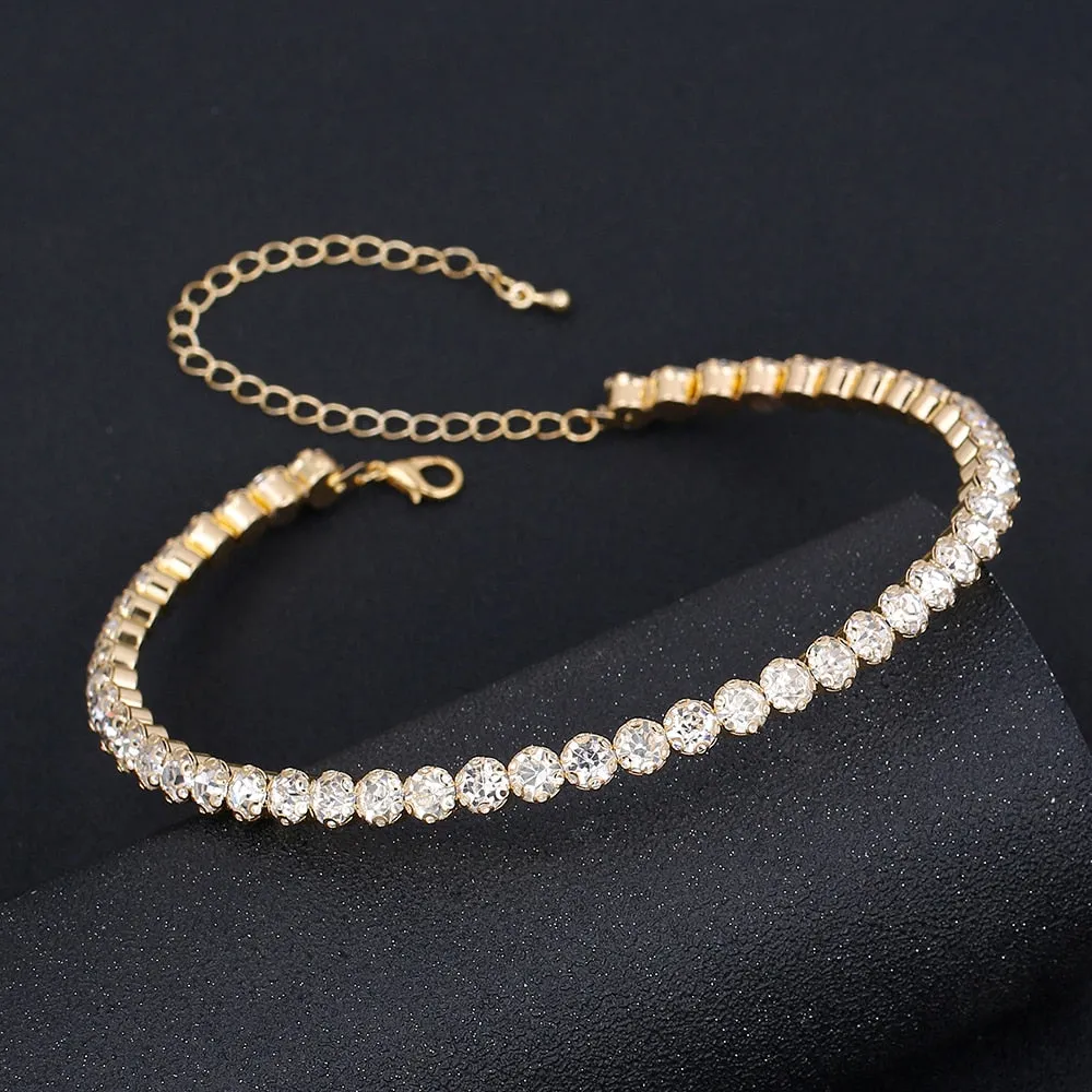 VenusFox Bridal Fashion Crystal Rhinestone Choker Necklace Women Wedding Accessories Tennis Chain Chokers Jewelry Collier Femme