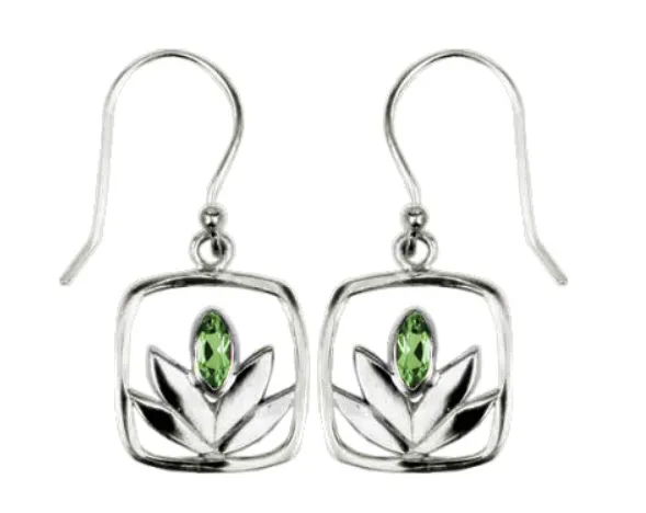 Vera Wolf Framed Peridot Lotus Earrings