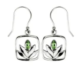 Vera Wolf Framed Peridot Lotus Earrings