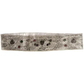 Vintage 1980s La Regale Beaded Womens Belt Silver & Clear Size M New Tags