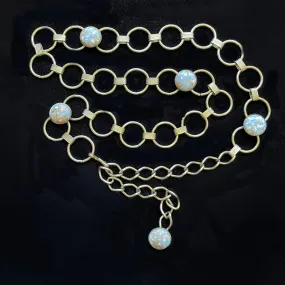 Vintage 60s Mod Chain Belt, Circle Links Glass Beads