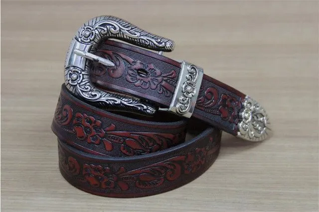 Vintage Carving Art Men Leather Belt