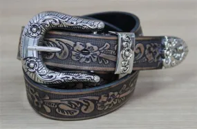 Vintage Carving Art Men Leather Belt