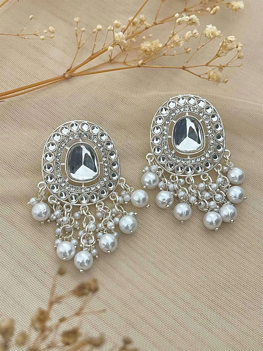 Vintage Crystal Rhinestone Chandbali Earring