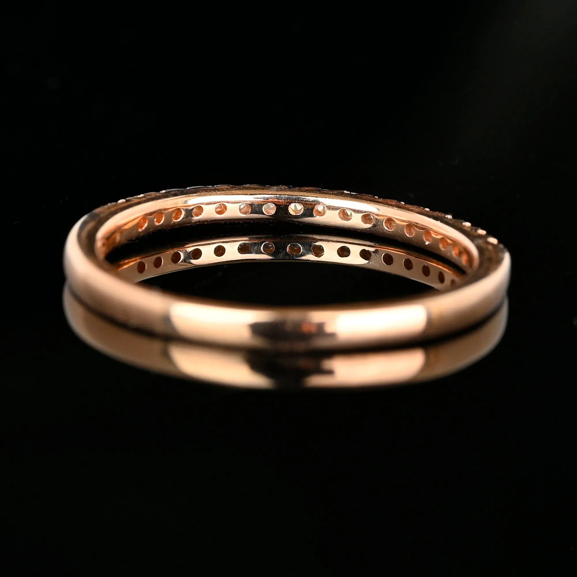 Vintage Rose Gold Half Eternity Diamond Wedding Band Ring