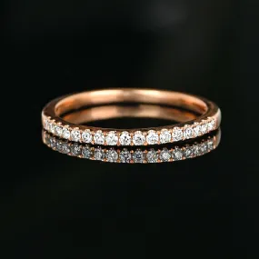 Vintage Rose Gold Half Eternity Diamond Wedding Band Ring