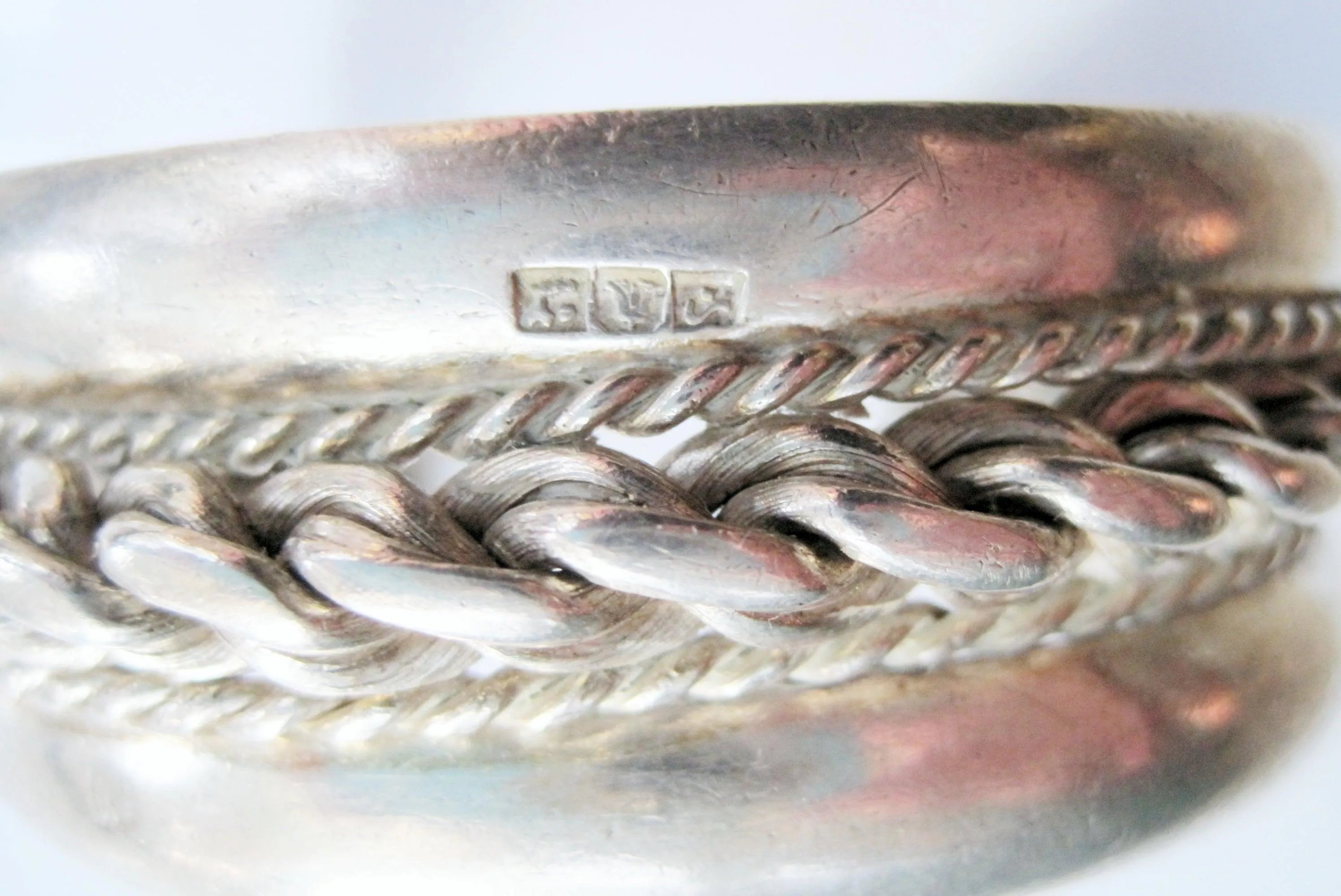 Vintage Silver Bedouin Palestinian Cuff Bracelet 1950's with Ottoman Tughra