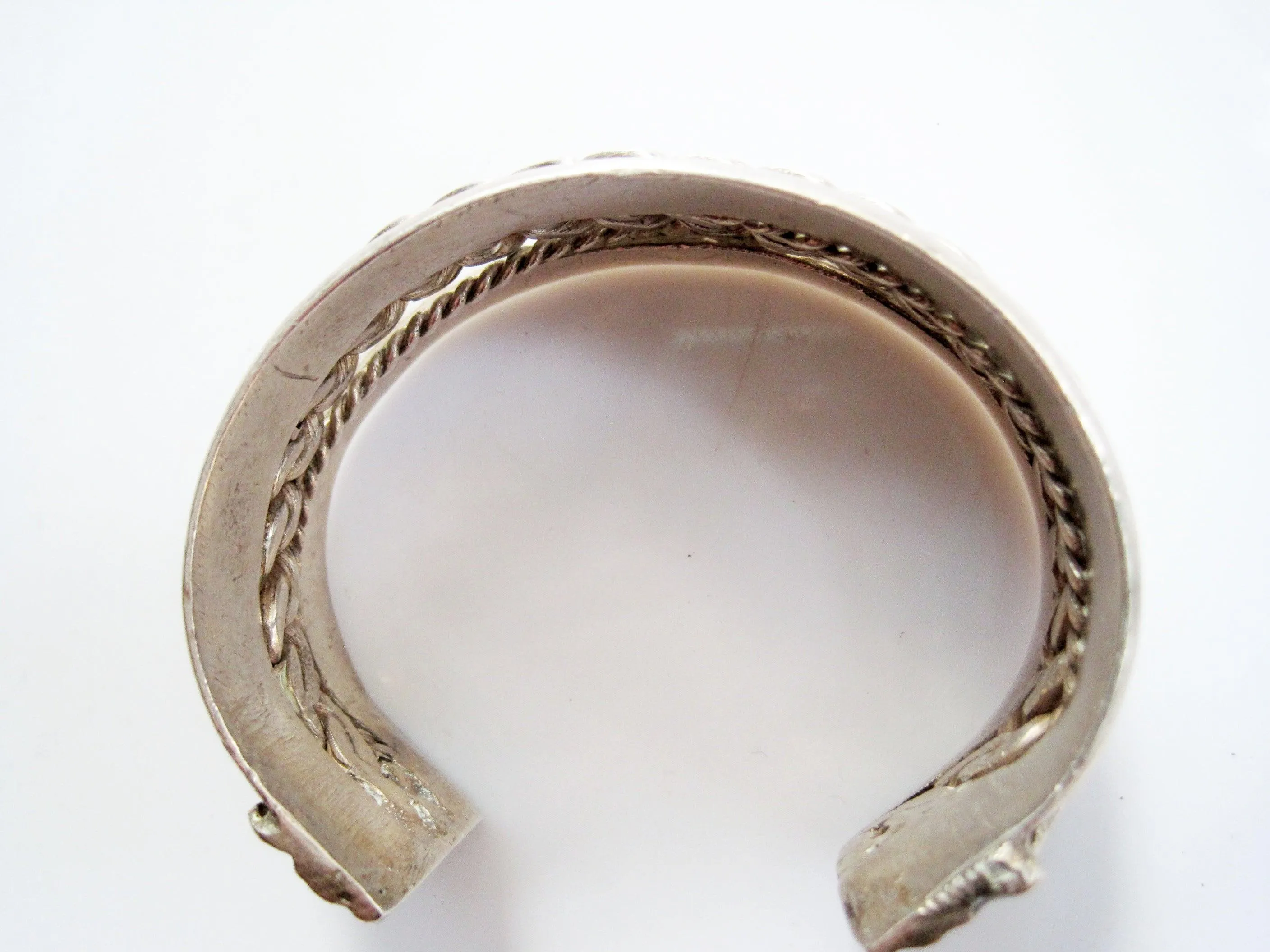 Vintage Silver Bedouin Palestinian Cuff Bracelet 1950's with Ottoman Tughra