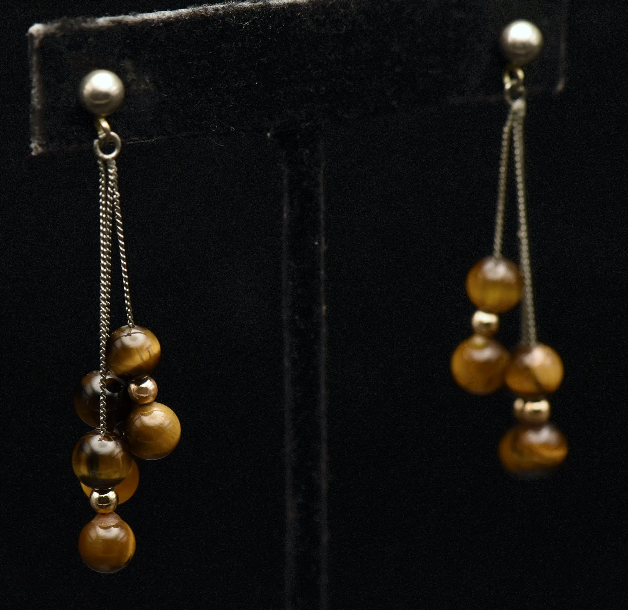 Vintage Tiger's Eye Bead Earrings