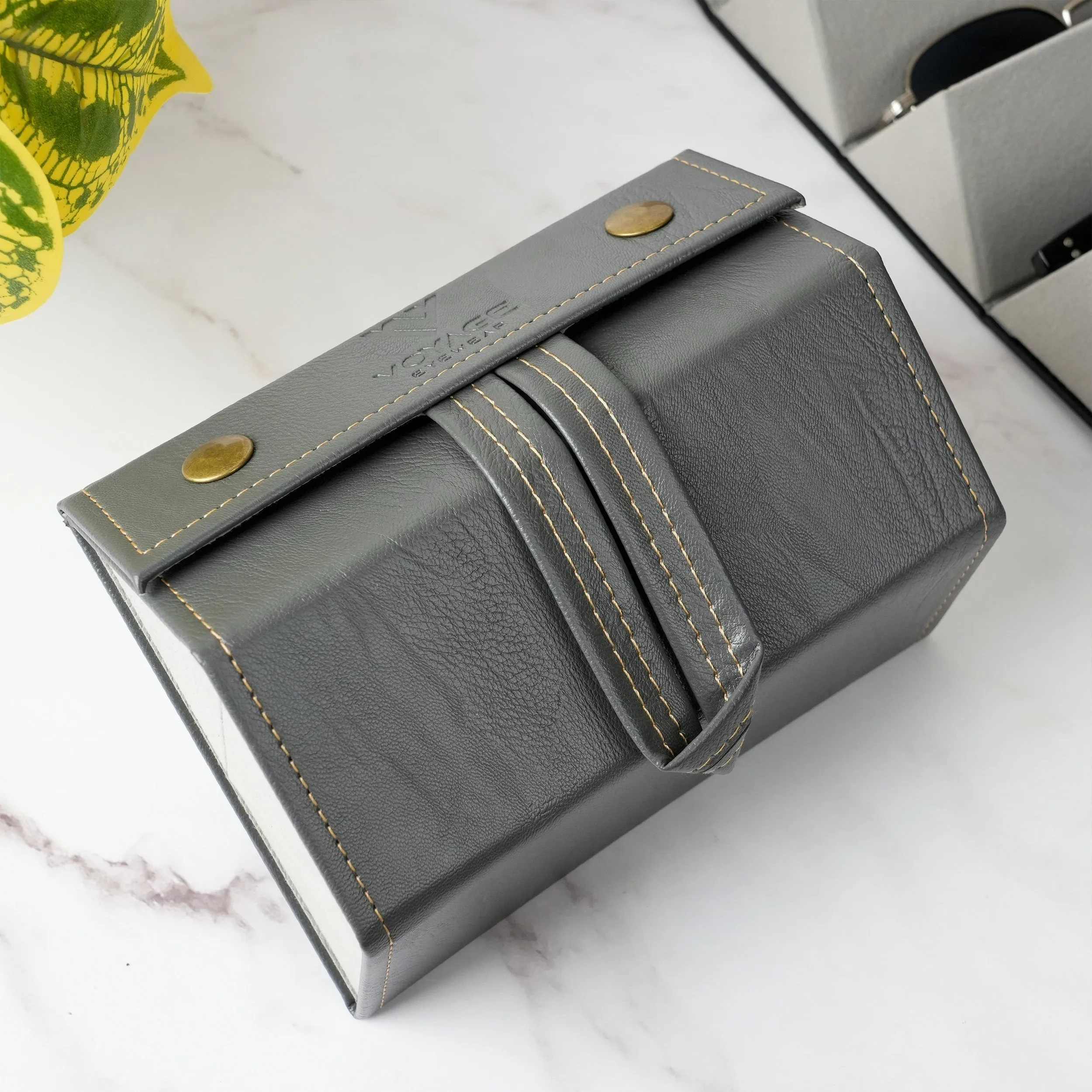 Voyage Grey Sunglasses or Eyeglasses 3 Compartment Storage Box