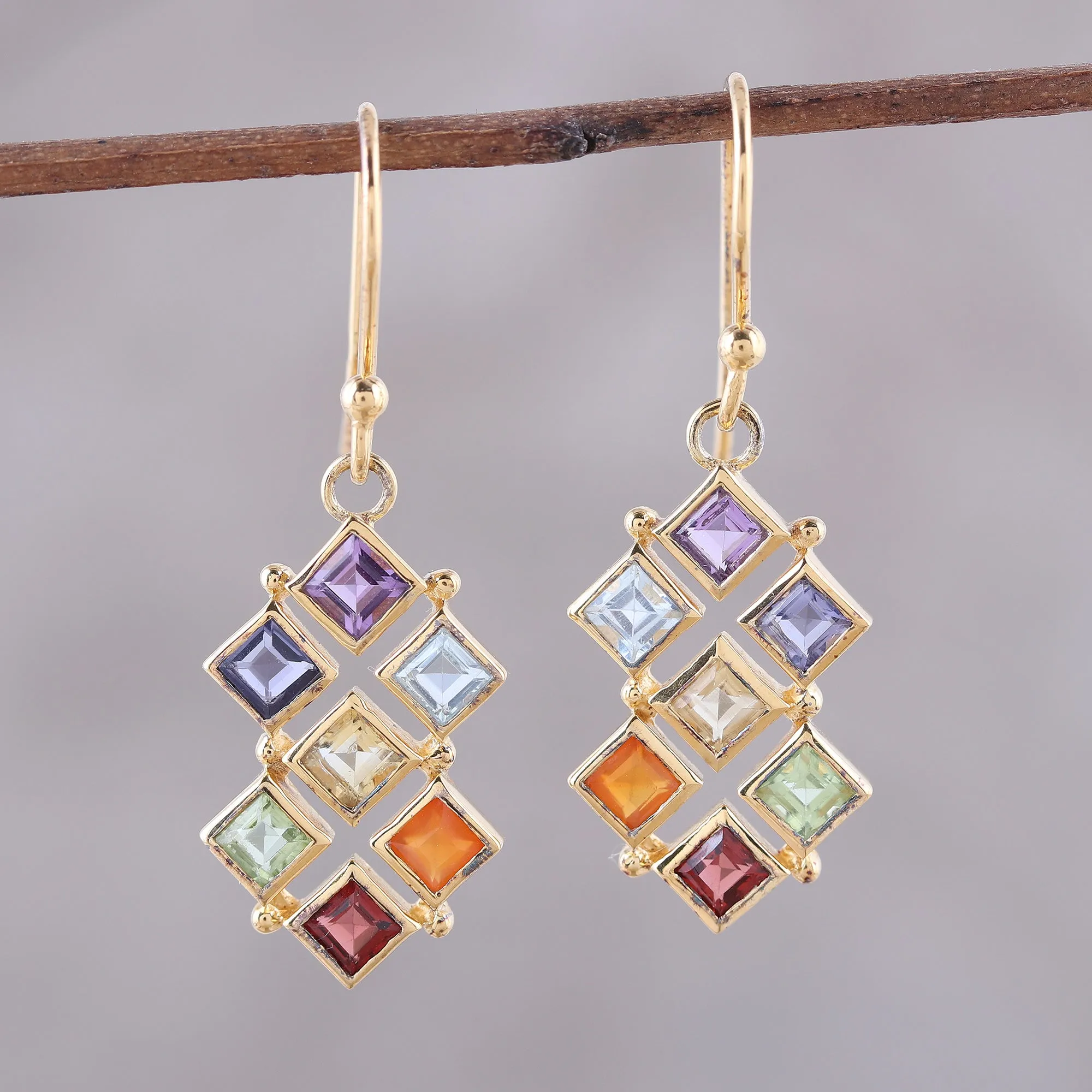 Wellness Multi-Gem Dangle Earrings