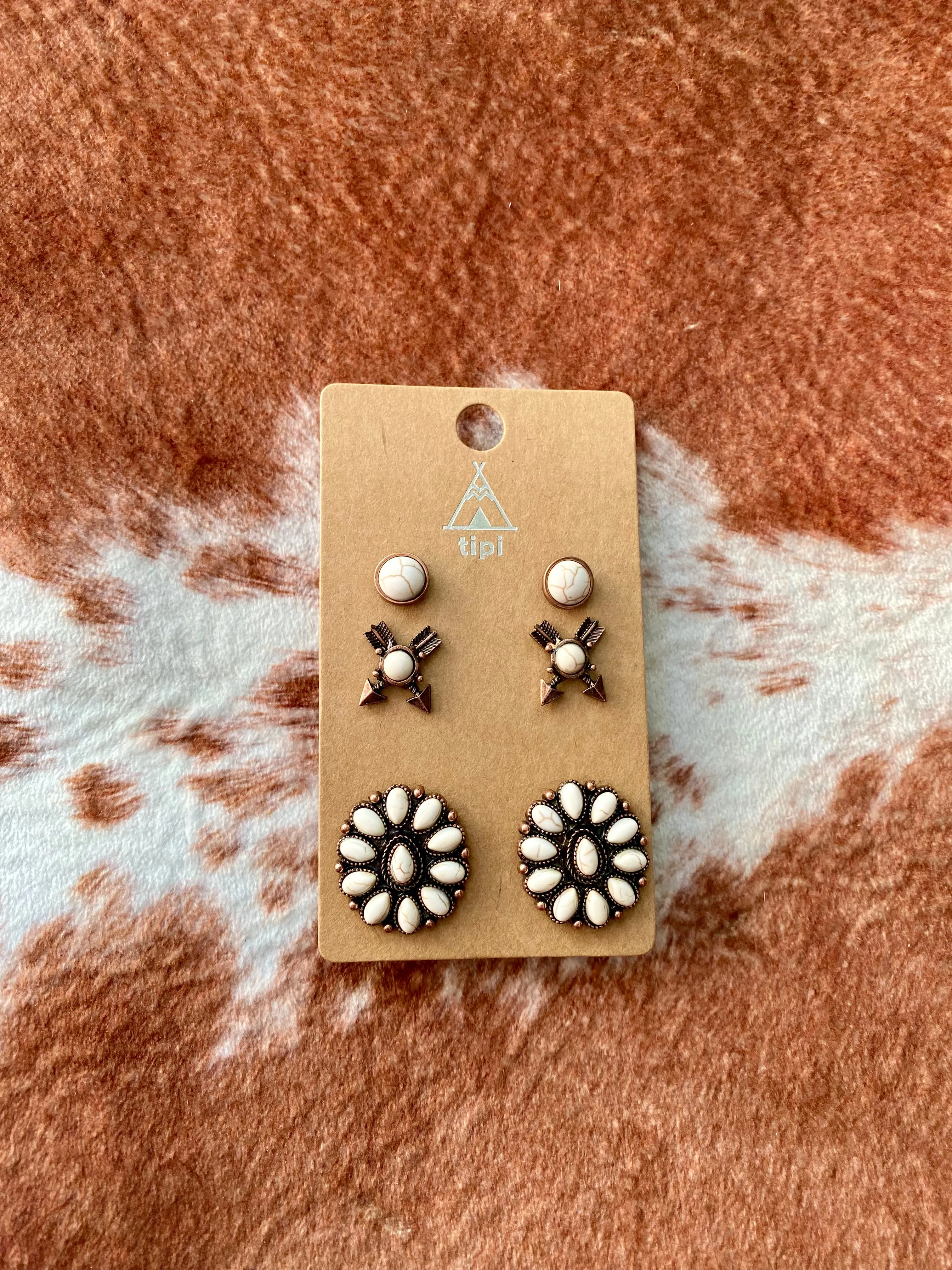 Western Stone Earrings-3PC Set