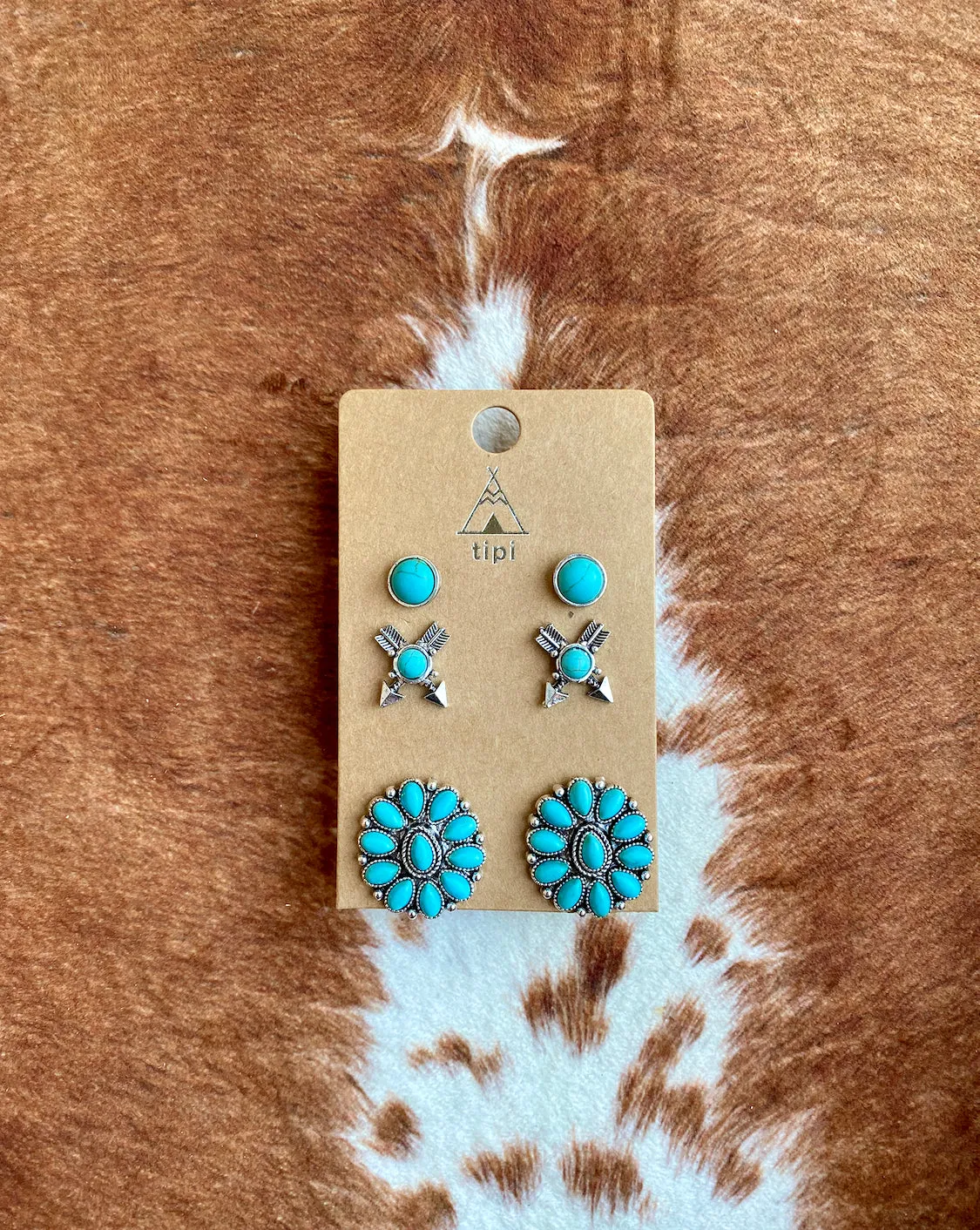 Western Stone Earrings-3PC Set