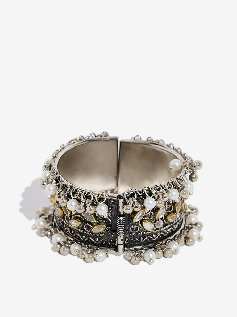 Westside Accessories Silver Embellished Closed Cuff Bracelet