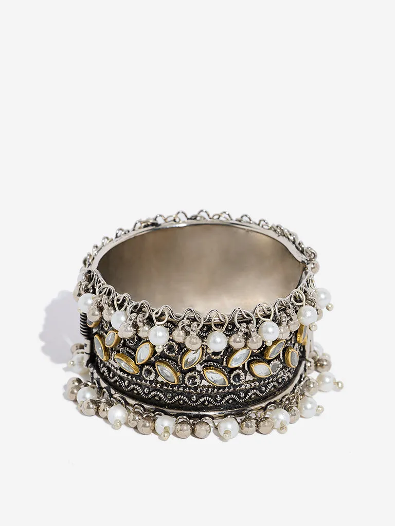 Westside Accessories Silver Embellished Closed Cuff Bracelet