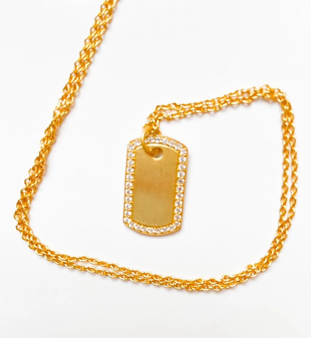 White Topaz Gemstones and 24k Gold Plated Vermeil Pendant Necklace 18"