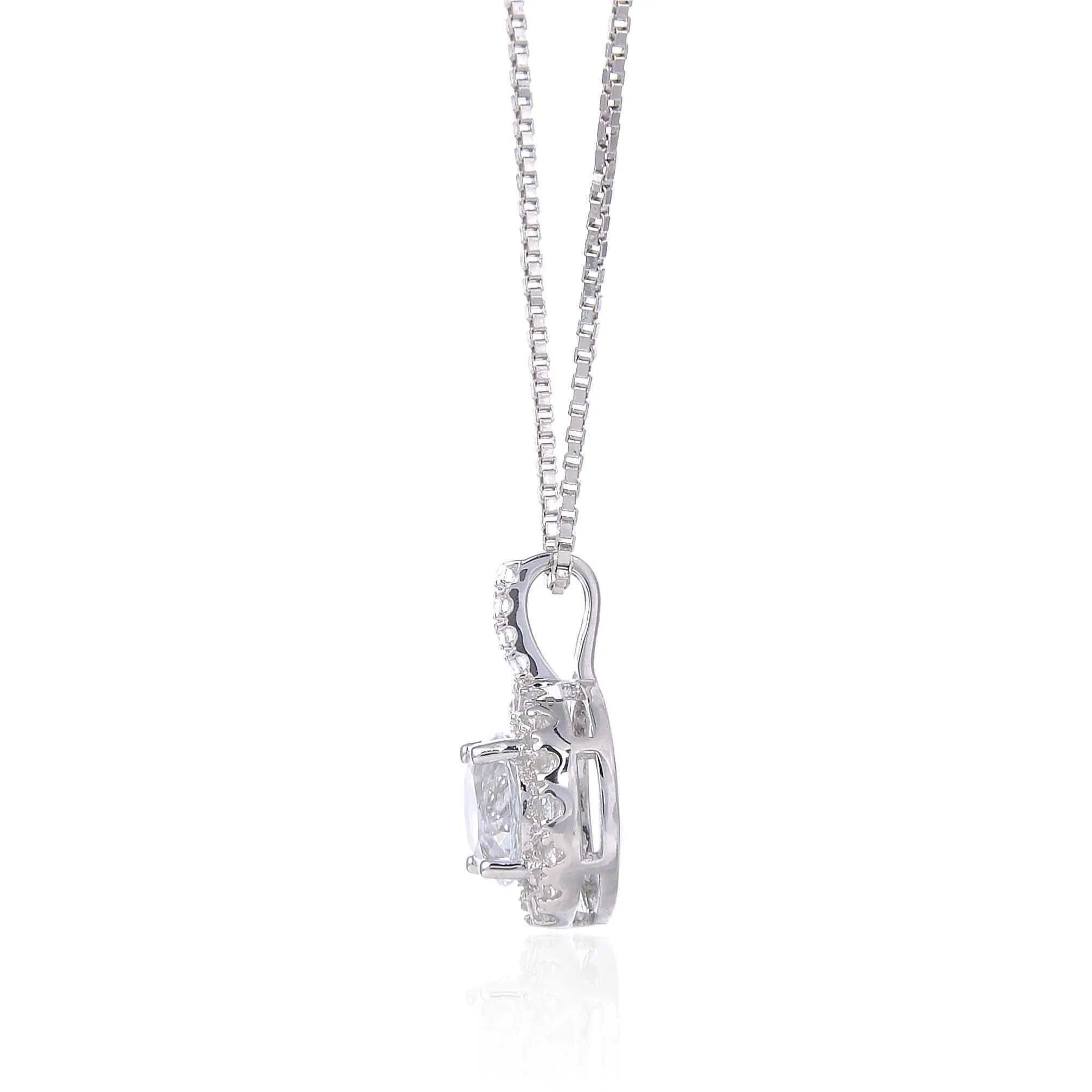 White Topaz Silver Halo Necklace