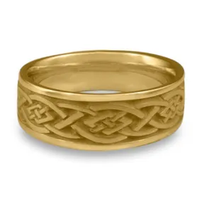 Wide Celtic Diamond Wedding Ring in 14K Yellow Gold