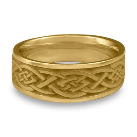 Wide Celtic Diamond Wedding Ring in 14K Yellow Gold