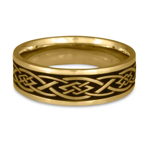 Wide Celtic Diamond Wedding Ring in 14K Yellow Gold