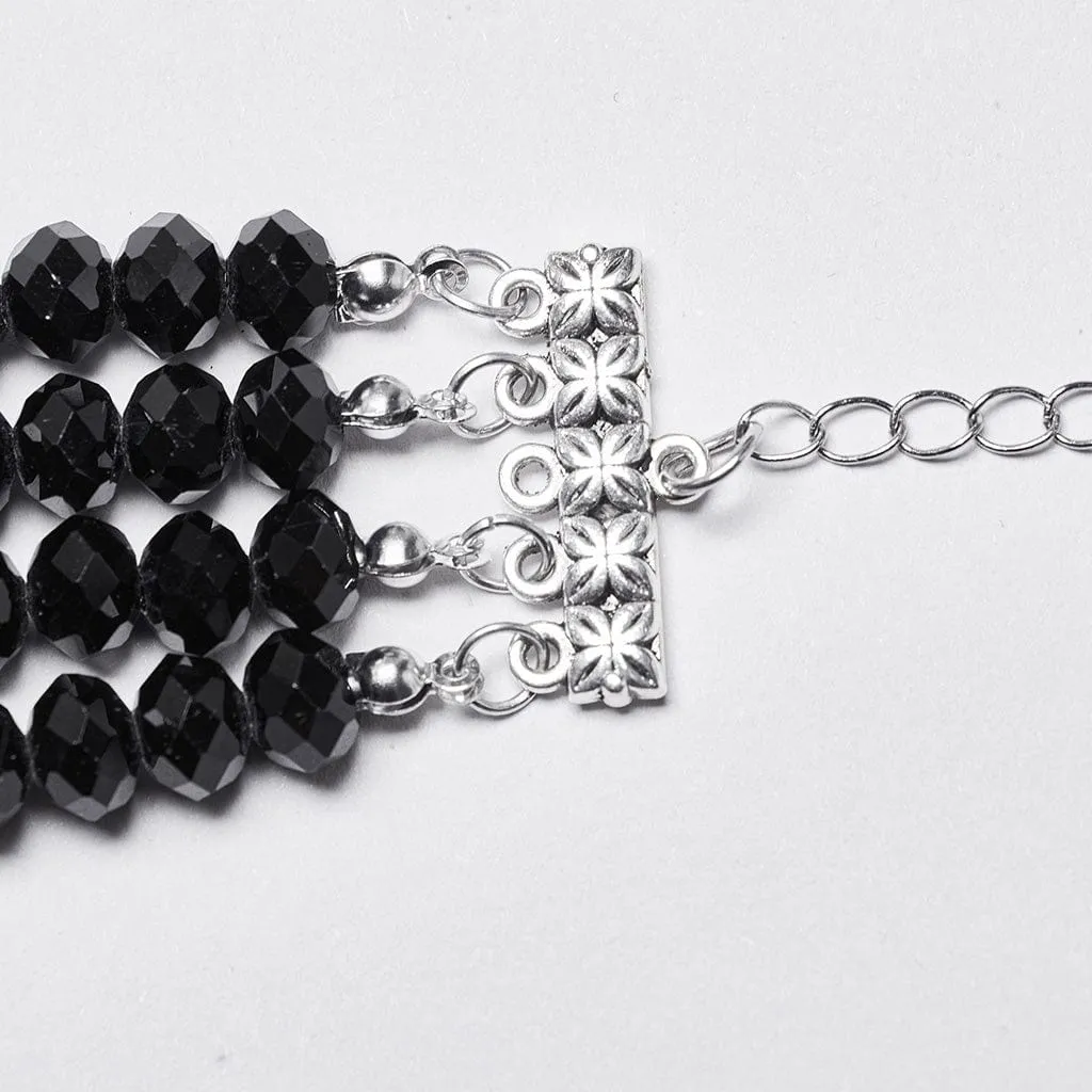 Women's Gothic Layered Beaded Bat Choker