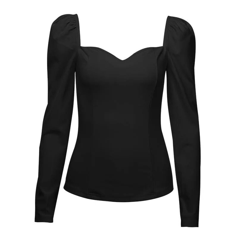 Women's Gothic Square-cut Collar Puff Sleeve Tops